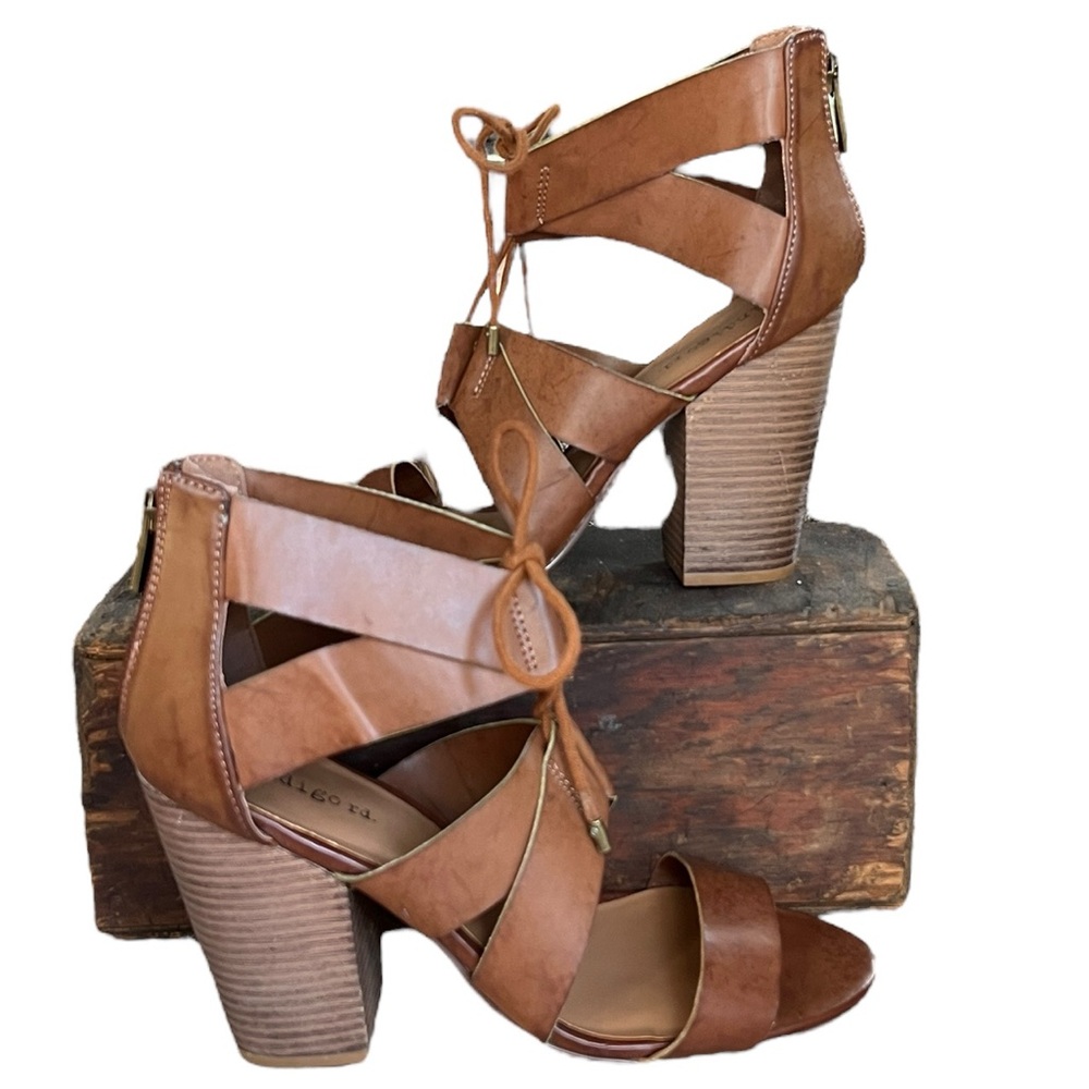 Indigo Rd Brown Strappy Block Heel Sandals